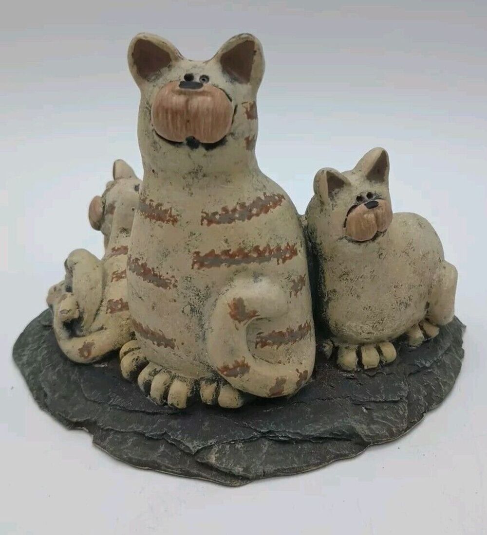 Vtg Crazy Mountain Cat Trio Votive Candleholder Tabby Kitten Tea light Figural